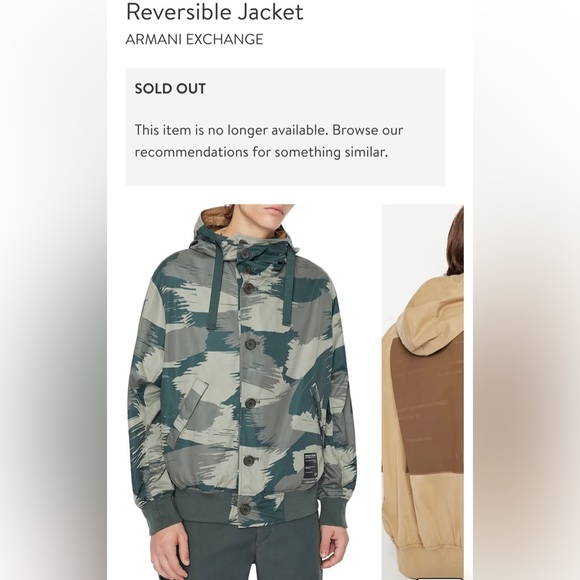 *SOLD* Armani Exchange Reversible Jacket size L Green/Tan - Picture 5 of 6